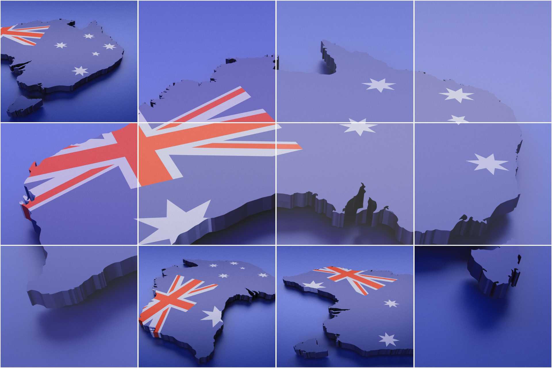 Map of Australia in the colours of the Australian flag